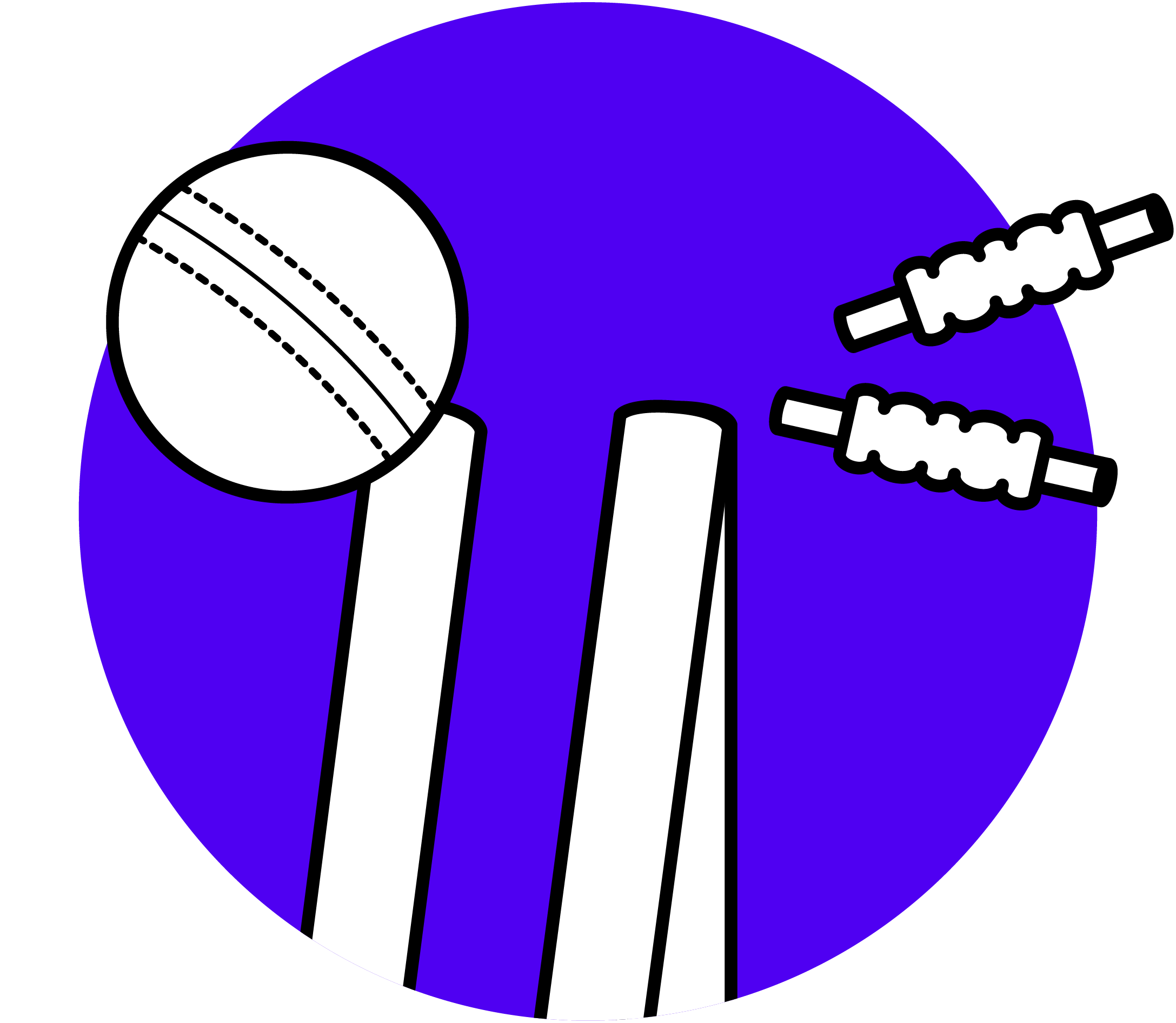 Cricket ball hitting wickets